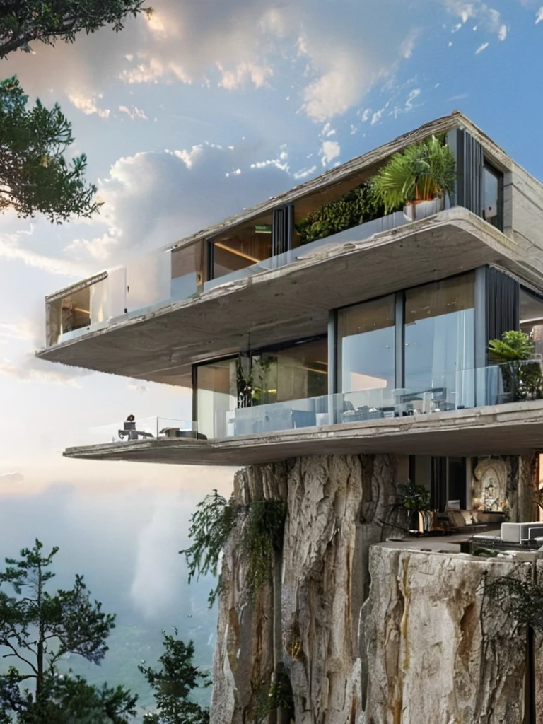 <lora:JJsCliffHouse_XL:1> , ((Cliff House)),  masterpiece, best quality,  day,  no humans, outdoors, plant, scenery, sitting, tree,building, center composition,  sky, cloud,