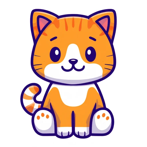 cute cat vector illustration with mujibvector style, isolated in white background