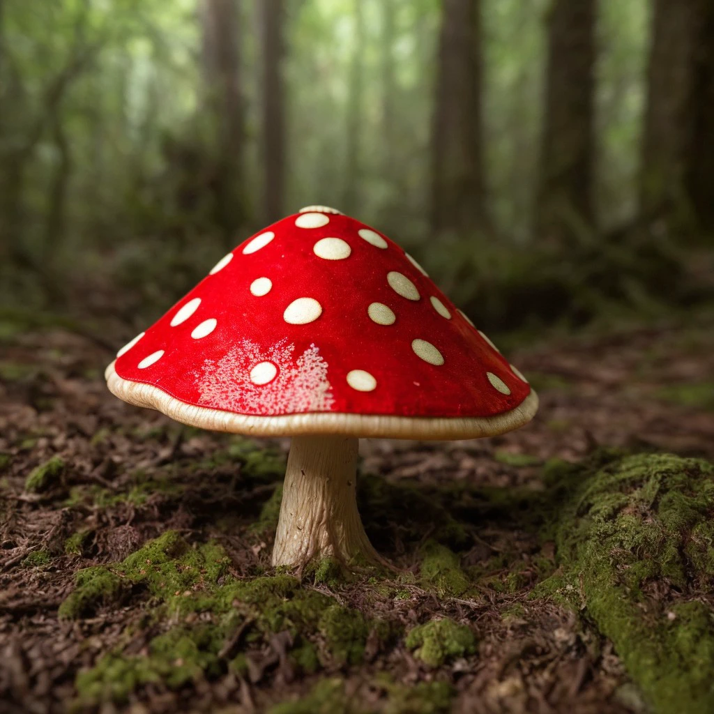 masterpiece, intricate photo, precisely detailed toadstool in the forest, photo realistic, hyper realistic, highly detailed, sharp focus, cozy outdoor lighting, colorful, friendly colors, best quality, high resolution, 8K