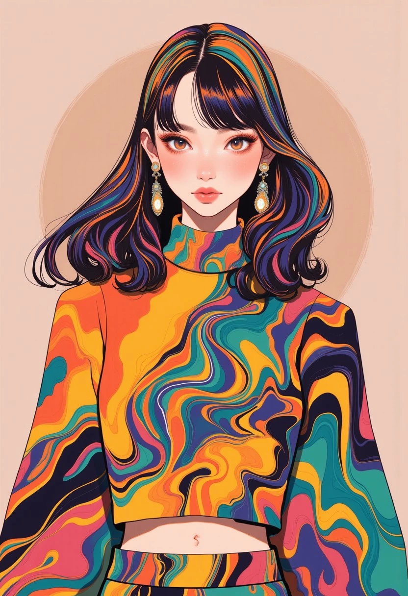 FFAIM, a beautiful woman wearing a colorful fun outfit