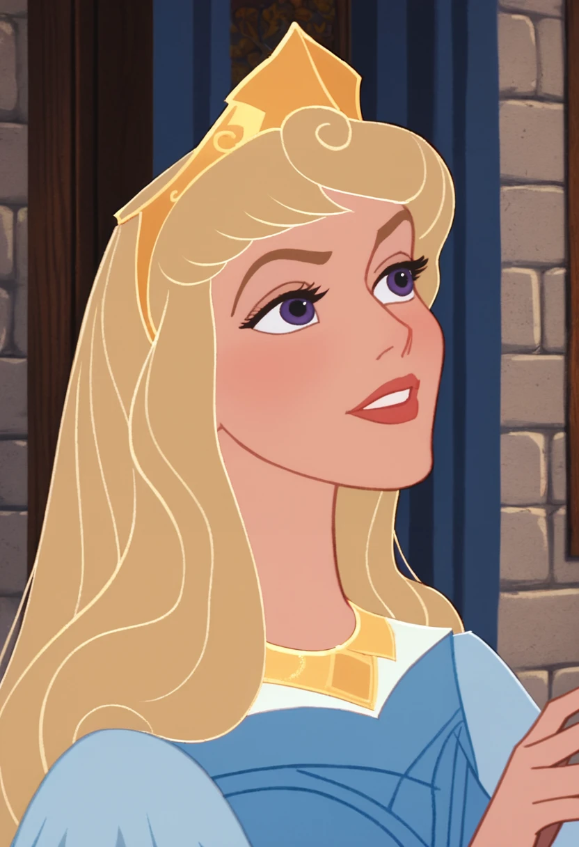 score_9, score_8_up, score_7_up, best quality, detailed, disney style, fantasy, medieval interior, in the medieval castle, Aurora_SB, 1girl, blonde hair, violet eyes, blue royal dress, golden diadem, solo, zPDXL3, <lora:Aurora_and_Phillip:1>, <lora:Smooth Anime Style LoRA XL:0.8>, <lora:add-detail-xl:2>, <lora:zPDXL3:1>,