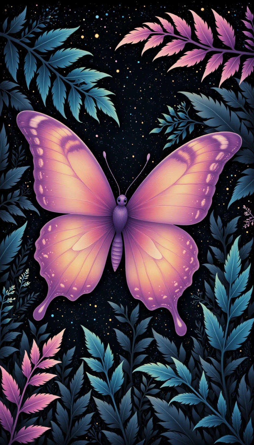 p1nkf4nt4systyl3, Experience a visually stunning butterfly, rendered in Phlox tones and complemented by a mesmerizing abstract universe that will leave you in awe