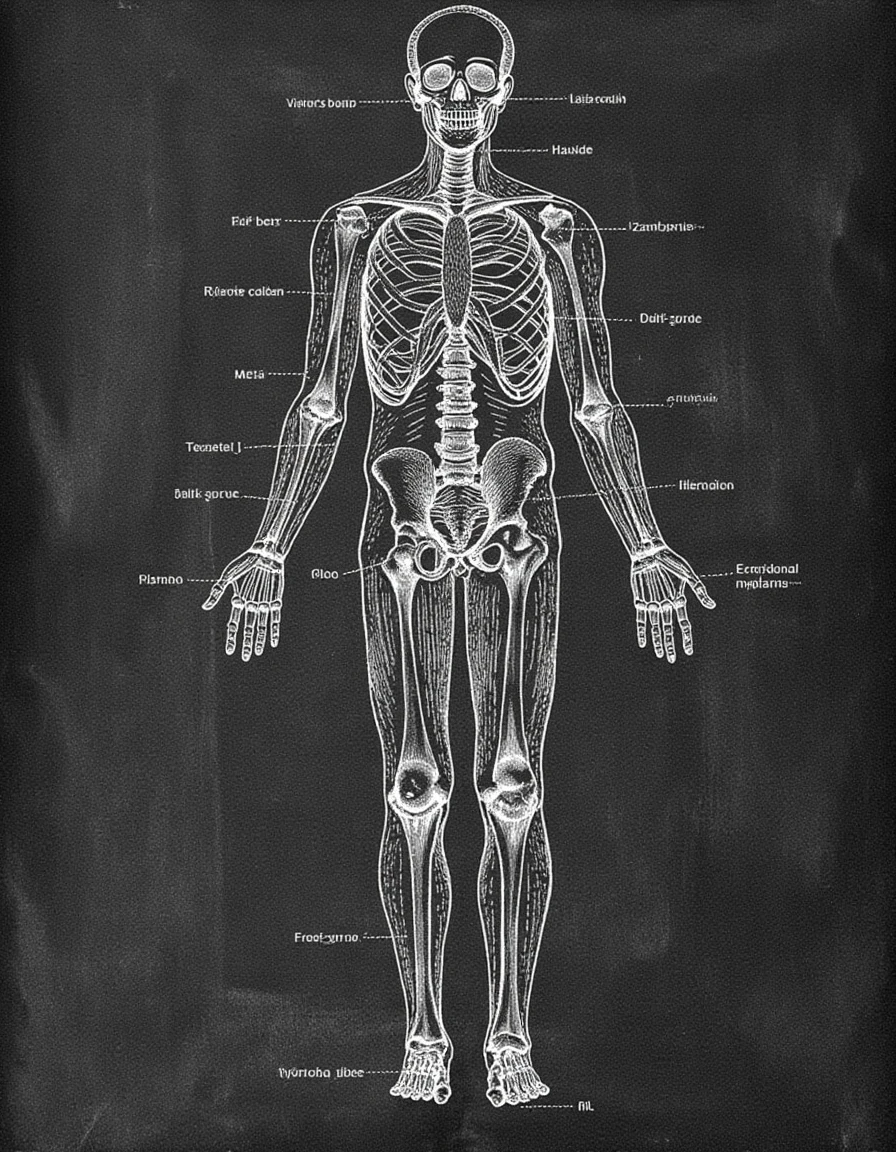 chalk drawing on a black chalkboard, <lora:anatomica-chalk_v10_rank64_bf16:1>, anatomica-chalk, a hand