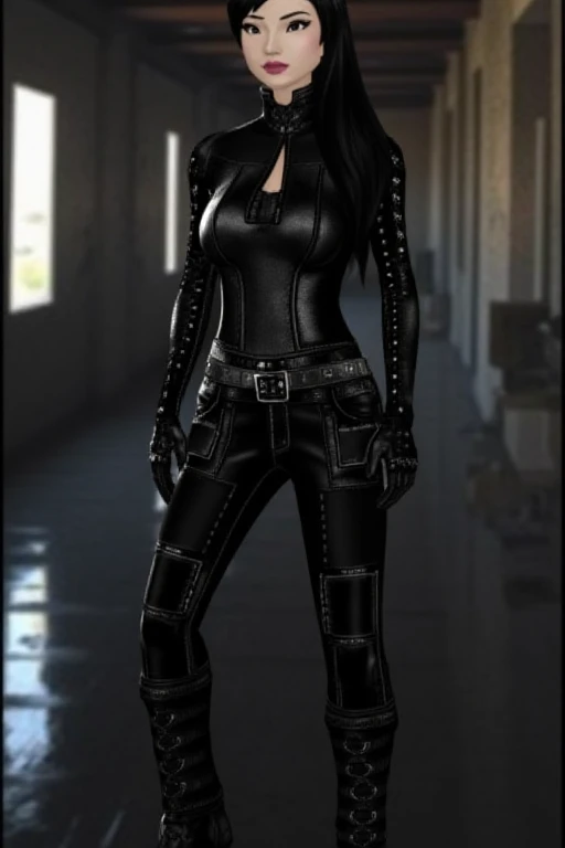 a high quality 4k detailed full body photo of a woman wearing gothic punk AmeshinTHERE fashion