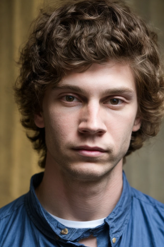 solo, highest resolution highly detailed photograph. head shot, portrait, looking at viewer, Evan, blue dress shirt, perfecteyes,