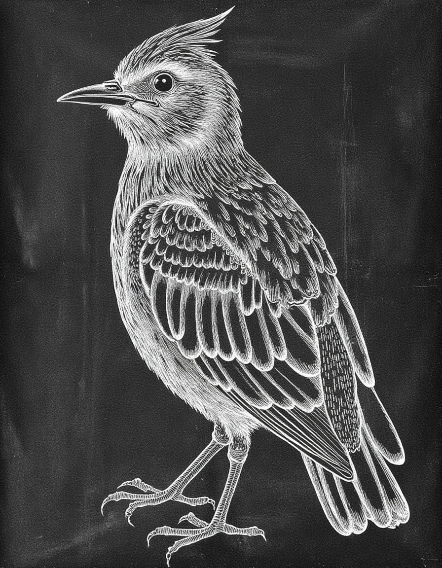 chalk drawing on a black chalkboard, <lora:anatomica-chalk_v10_rank64_bf16:1>, anatomica-chalk, a bird