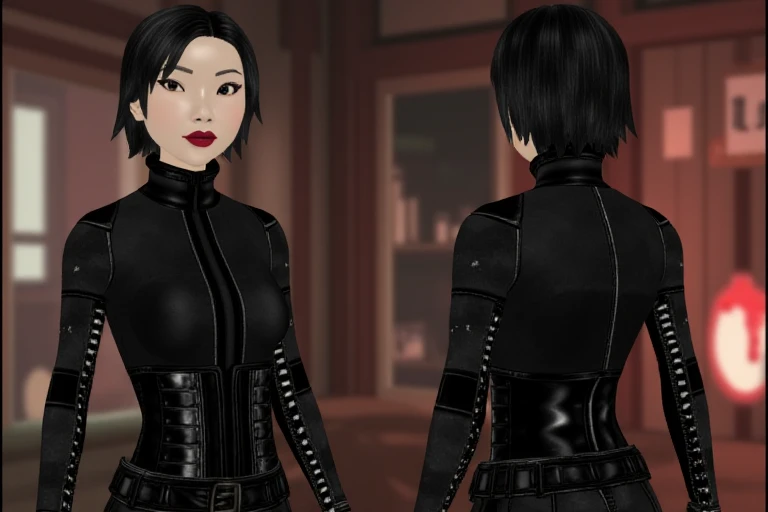 a high quality 4k detailed 3D render of a woman wearing punk AmeshinTHERE fashion