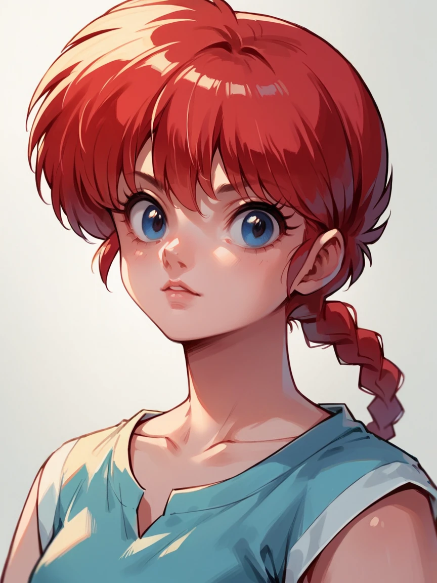 score_9, score_8_up, score_7_up, score_6_up, score_5_up,  <lora:RanmaXLP:1> ranma, red hair, 1girl, solo, blue eyes, braided ponytail