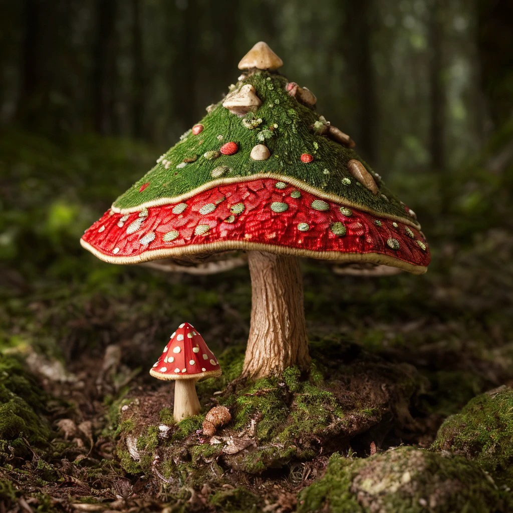 masterpiece, intricate photo, precisely detailed toadstool in the forest, photo realistic, hyper realistic, highly detailed, sharp focus, cozy outdoor lighting, colorful, friendly colors, best quality, high resolution, 8K