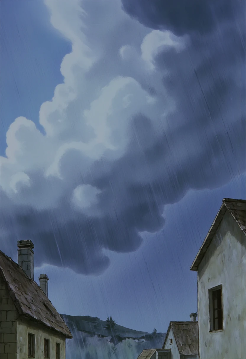 <lora:BerserkFLUXV2:1>
the style of the artwork appears to be realistic with a focus on capturing the dynamic movement and texture of the clouds and rain. the artist's use of color and composition effectively conveys the intensity and power of the storm. there are no discernible figures or objects in the scene allowing the viewer to focus solely on the atmospheric