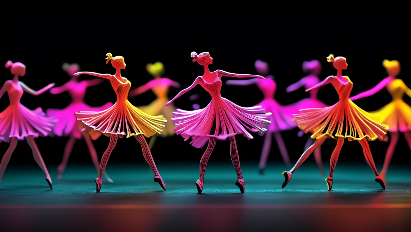 <lora:artfullyTILTSHIFT:1>
((Moment to moment, moment to moment,
Choose a path, choose a path,
The future, the future,
No longer, no longer, the past.))
dancers, ballerinas, neon, tilt shift, black background