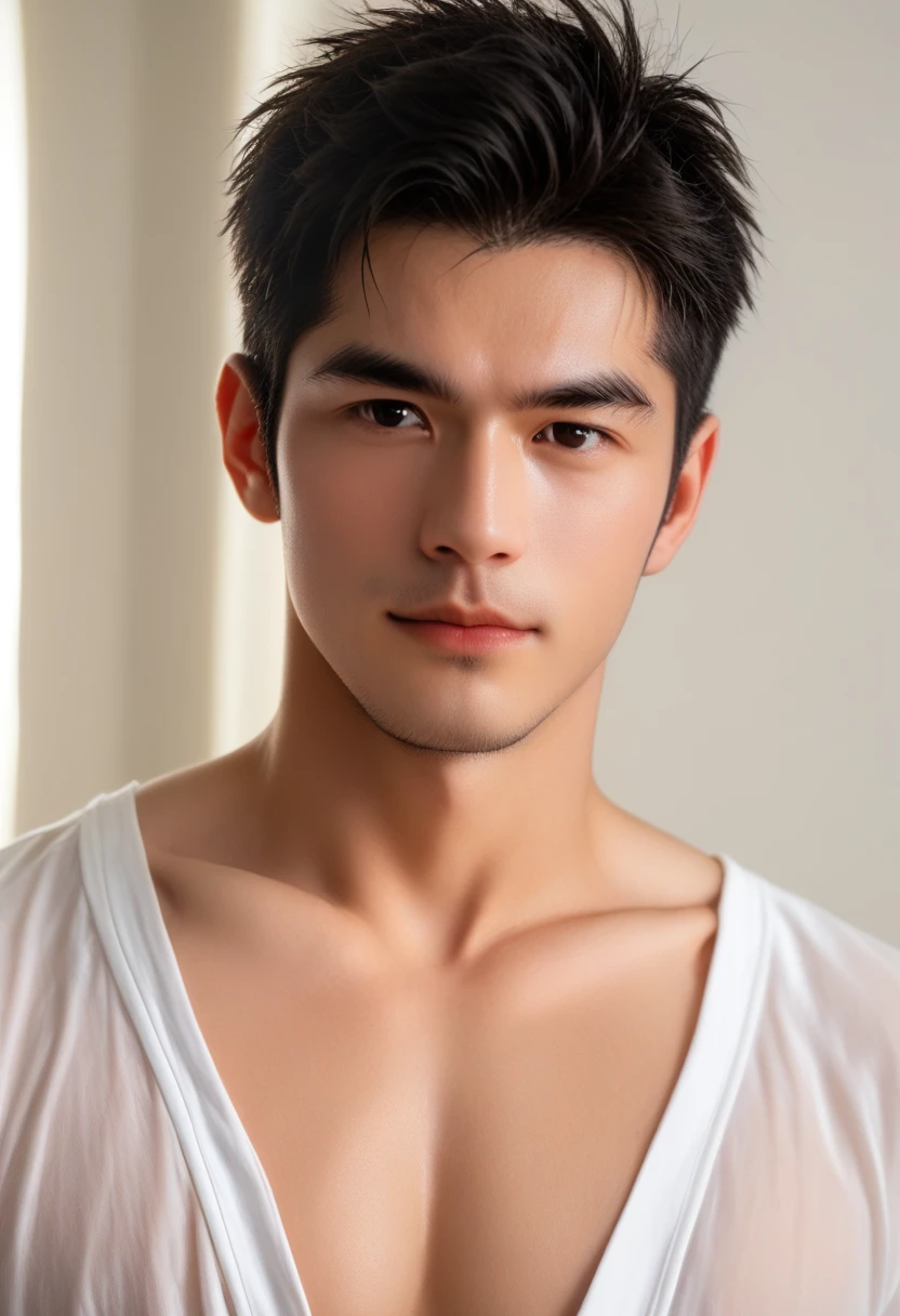1boy,messy short hair, handsome,sexual cravings,manly horror,raw,[[[bara,yaoi_1.4]]],genre_ hentai yaoi,sexy appearance,(perfect male body),Biting clothes,close mouth,

intricate details, highres textures,rating_explicit,handsome face,dramatic lighting,raw, photo,Expressiveh,
1boy,18yo,young,black hair,male focus,black eyes,incocent,toned male,black hair, short hair,pale skin,manly, macho,watch,realistic,front view,close up,sloppy,