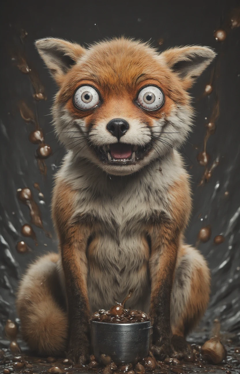 over caffeinated fox,   <lora:- Flux1 - stoned_fox_V1.0:.7>  <lora:DonM_-_Over_Coffeinated_Flux:1>