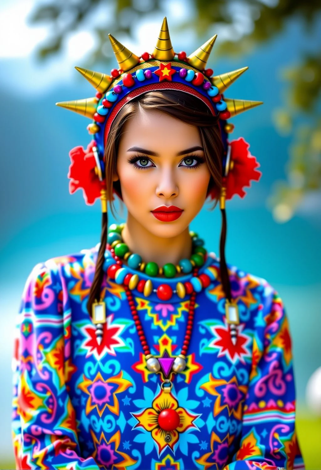 psychedelic style full body, young woman, wearing a headpiece, Macro Photography, modelshoot style shot of a (Research facility:1.3) , lake, detailed storytelling, '70s influence, ayahuasca-inspired, Generative Art, HDR, Sony A7, Depth of field 100mm, close-up, macro 100mm, macro photography, portrait, elaborate, RAW photo, <lora:ADRR-bmrn:1>, dynamic dramatic composition, dynamic composition, epic atmosphere, professional fine composition . vibrant colors, swirling patterns, abstract forms, surreal, trippy