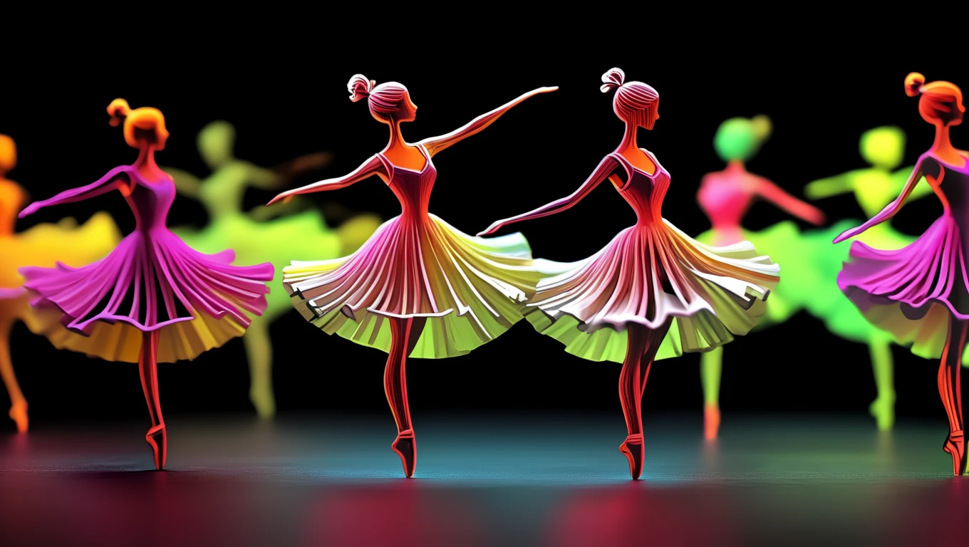 <lora:artfullyTILTSHIFT:1>
((Moment to moment, moment to moment,
Choose a path, choose a path,
The future, the future,
No longer, no longer, the past.))
dancers, ballerinas, neon, tilt shift, black background