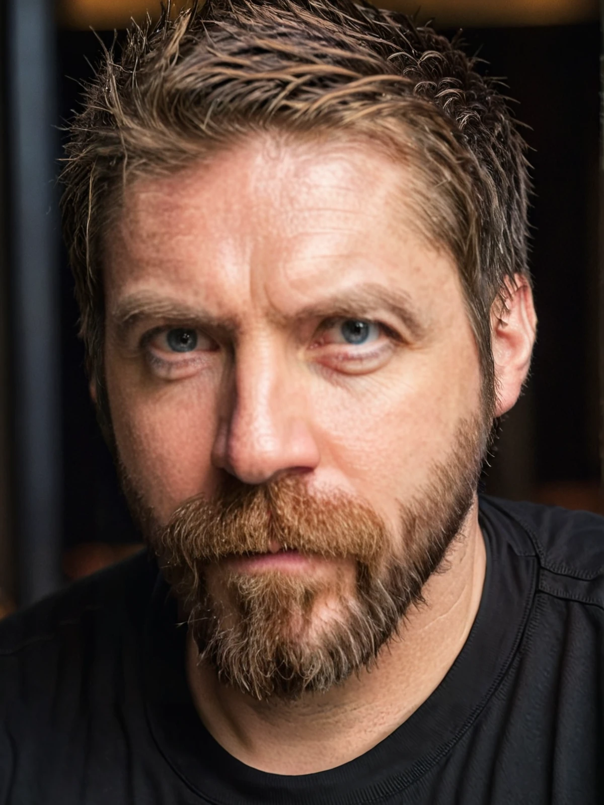 <lora:Ray_Park:1> Ray Park is a man with a beard and mustache wearing a black shirt, captured with a 5d camera, in HDR, 8k resolution, sharp focus, cinematic, detailed, cinematic light, perfect color, perfect scene, shallow depth of field, vignette, highly detailed, high budget, bokeh, cinemascope, moody, epic, masterpiece, <lora:Rembrandt Lighting style v2:0.6> Rembrandt Lighting style, in the dark Low-key lighting Style <lora:Low-key lighting Style:0.6>