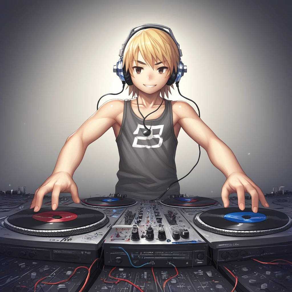 score_9, score_8_up, score_7_up, score_6_up, score_5_up, score_4_up, zPDXL2,source_anime,rating_questionable,<lora:DJ:0.8> d1scj0.8ckey, headphones, turntable