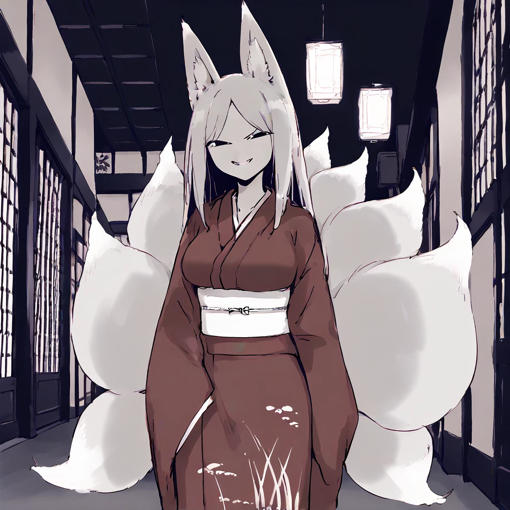 <lora:Mansion_Fox:0.8> mansionfox, kitsune, kimono, multiple tails, fox ears, fox tail
 <lora:JustAsPlannedMeme_pdxl_Incrs_v1:1> smile, grin, evil smile