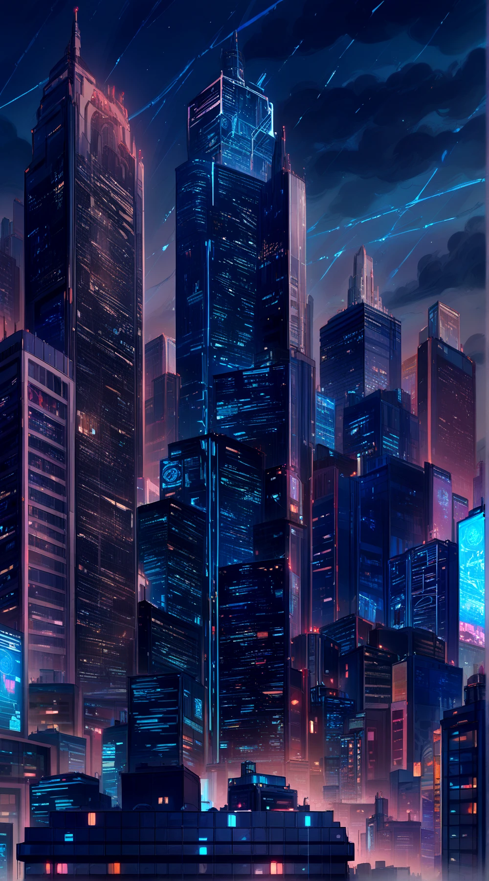 score_9, score_8_up, score_7_up,
<lora:Dystopian_Future_(Architecture)_(Pony)_(AD):0.85> Dystopian Future, monumental architecture, architecture, city, cityscape, scenery, building, skyscraper, future, scifi, science fiction, <lora:watervfx:0.35> <lora:more_details:0.35>
8K, In'ei, chiaroscuro, rim lighting, perfect depth of field shot, beautiful, sharp focus, crisp details, subsurface scattering and reflections, 
wide boulevards, busy city center, large plazas, plazas, miserable haze, dark rainy overcast skies, black clouds, abysmal haze, photographic realism, buildings, skyscrapers, metropolis, 8K CGI render, oppressive scale of architecture, black titanium, science fiction masterpiece, dark buildings and skyscrapers, dark oppressive sky, black skyscrapers, dark grey skyscrapers, black titanium skyscrapers, supertall skyscrapers, holograms, holographic monument, scifi, super scale skyscrapers and buildings, dystopia, dystopian, night time, night sky, sheer concrete, irregularly shaped buildings and skyscrapers, sheer skyscraper wall, authoritarian, plutonian, dark picture, dark future, dark scifi, building size play, 
BREAK zPDXL, zPDXLxxx, <lora:sdxl_lightning_8step_lora:0.4> <lora:detailed_notrigger:0.5>