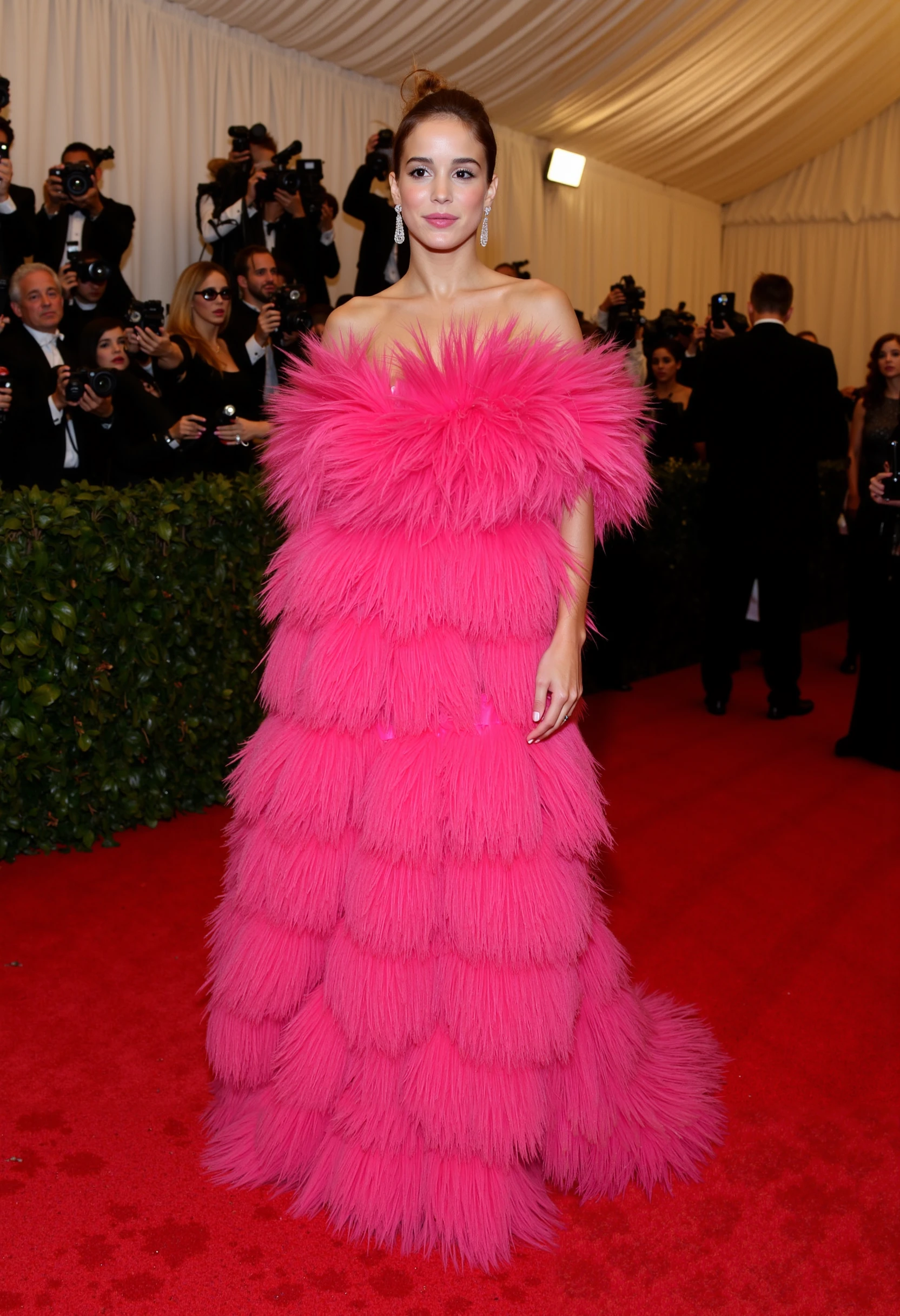 victoriajustice on the red carpet at the MET gala wearing a huge fluffy dress
