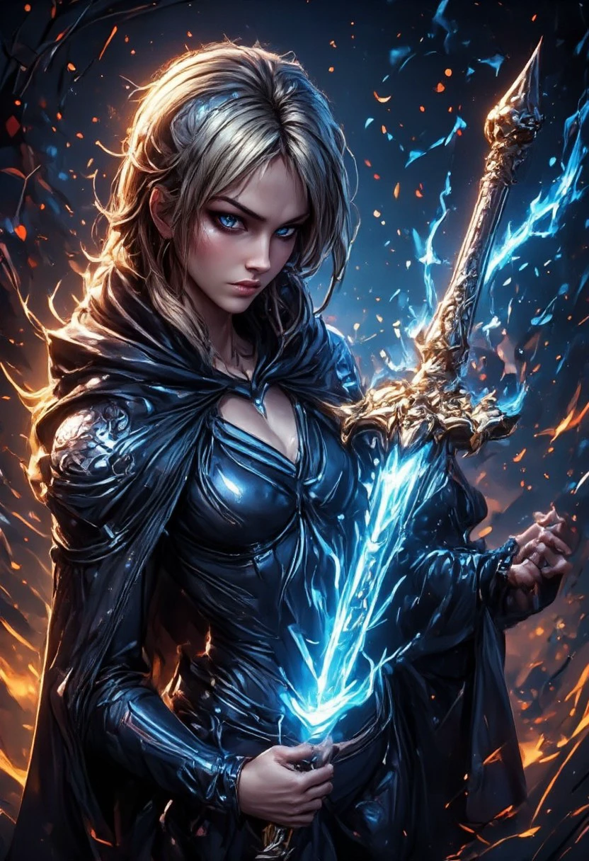 smooth, sharp, perfect composition, UHD, dark fantasy, retro filter, trending on artstation, detailed and ornate intricate masterwork sword imbued with a bright white glow that is very bright, hooded dark female mage, (focus on sword), female, <lora:FLUX - Model - soogsx:0.5> <lora:FLUX - RealisticAnime_v2:0.7> <lora:FLUX - Beauty In Evil ( hkevil ):0.4>