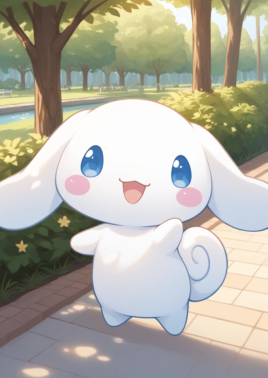 score_9, score_8_up, score_7_up, BREAK
Cinnamoroll, solo, looking at viewer, smile, open mouth, blue eyes, standing, :d, no humans, blush stickers, happy, park, cute, kawaii, chibi, long ears, white fur