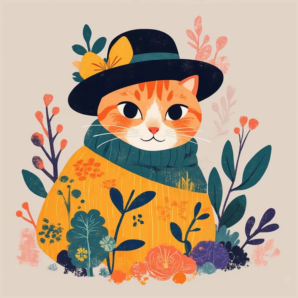 cat with a hat, illustrated MSMRB style