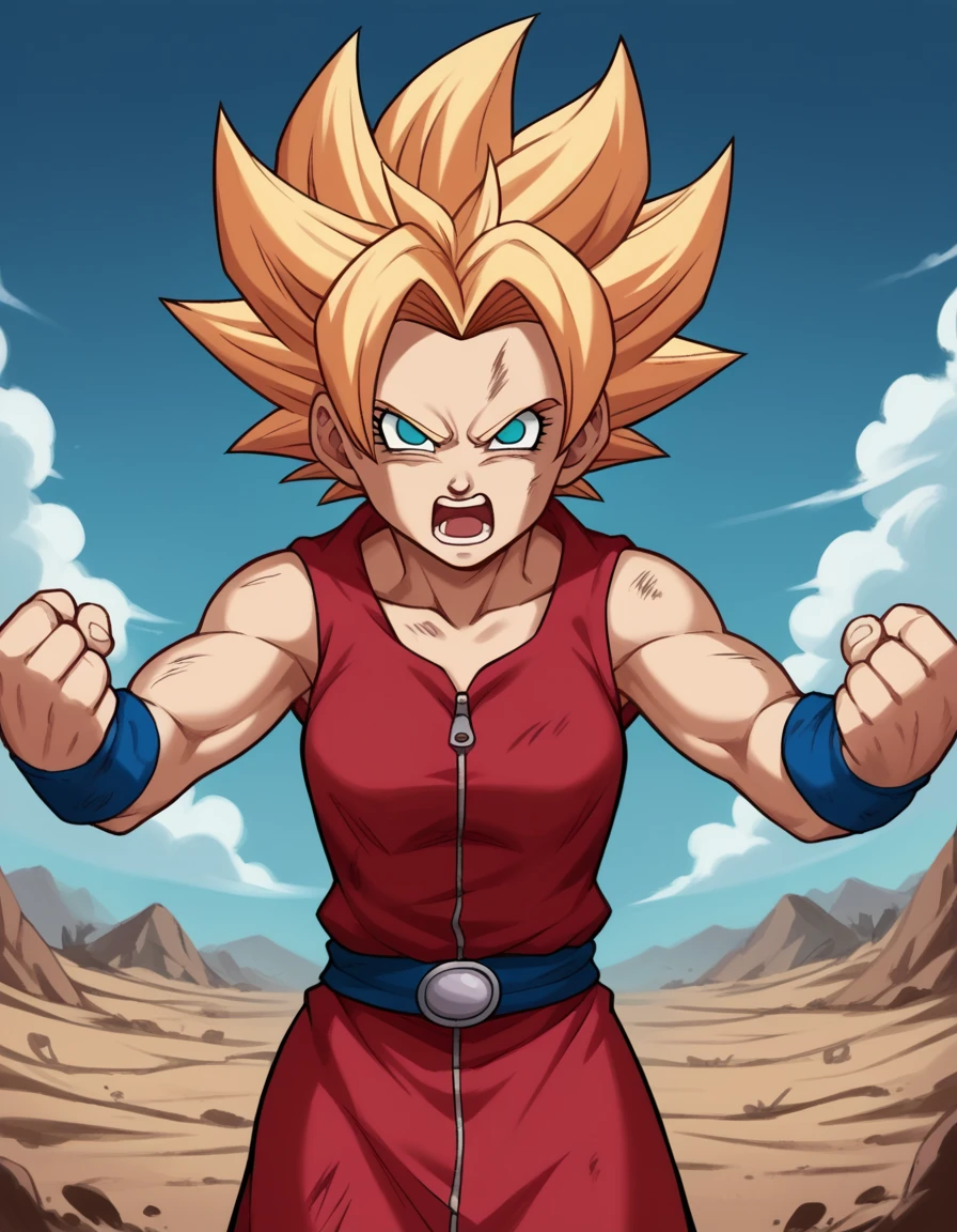 score_9, score_8_up, score_7_up, source_anime, <lora:super-saiyan-ponyxl-lora-nochekaiser:1>, super saiyan, spiky hair, aura, open mouth, closed hands, shouting, breast, 
<lora:sakura-haruno-s1-ponyxl-lora-nochekaiser:1>,
dress, bare shoulders, collarbone, sleeveless, sleeveless dress, zipper, zipper pull tab, forehead protector,
wasteland, sky, blue sky, clouds,, cowboy shot, dutch angle, looking at viewer,