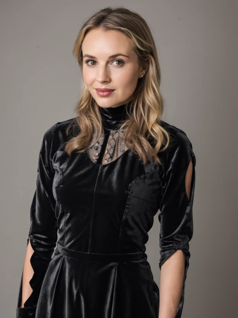 a professional absurdres sharp focus intricately detailed full torso photograph of 
(Kimberly_Crossman:1.1)  
<lora:Black_Velvet_Dress_By_Stable_Yogi:1> velvet long turtleneck short-sleeved puffed-sleeve black dress,
<lora:Kimberly_Crossman-SDe15:0.8> ,