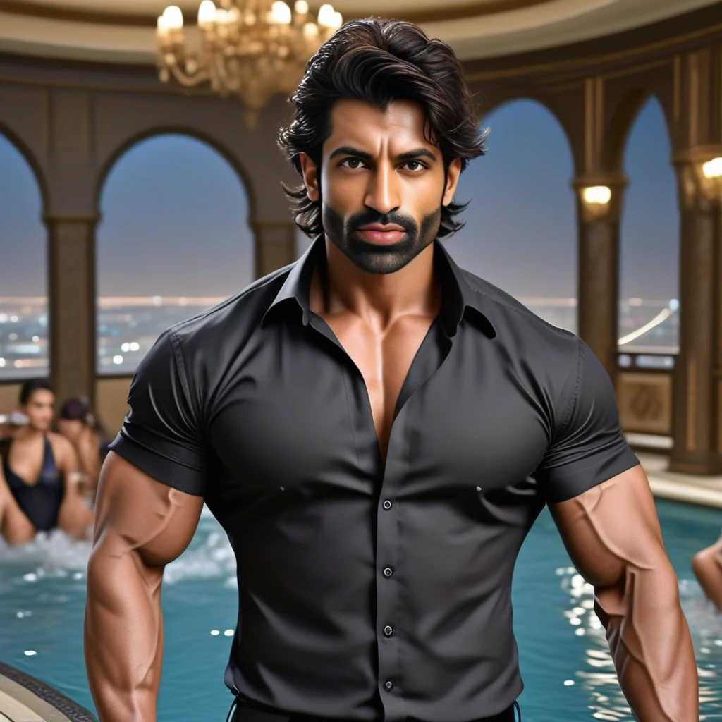 Handsome indian masculine strong bodybuilder construction worker man with open big mouth and aggressive expressions on face with eyes closed, the head is tilted back , wide muscular shoulders, wide chest, abs, masculine wide triceps, arms, biceps, big masculine legs, wide thighs, calfs, silver grey haired, hair falls on your face, Mesmerizing brown eyes, with construction worker uniform, unbuttoned work clothes, sunglasses, perfect( big huge ) is (coming out) of his pant,masterpieces, seductive, erotitic, head to toe view, open mouth with painfull expression, head to toe, from above view, the head is tilted backward, looking roof, hot poses, eyes closed