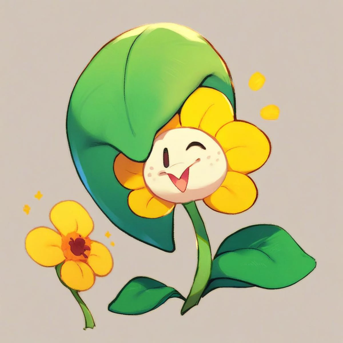 Score_9, Score_8_up, Score_7_up, Score_6_up, Score_5_up, Source_Game, Rating_Safe, Flowey_the_flower, Flower, plant creature, Winking, happy,