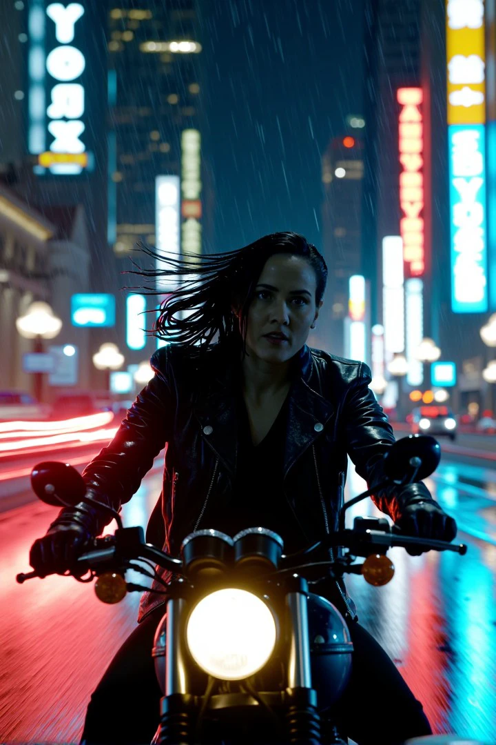 mtrixs style, cinematic, realistic, <lora:flux_02_matrix_mtrixs_style:1>
A figure on a motorcycle speeding through the night city: The character’s leather jacket glistens with rain as neon lights from towering buildings blur past them. The wind whips through their hair, and the street reflects vibrant streaks of red and blue light.