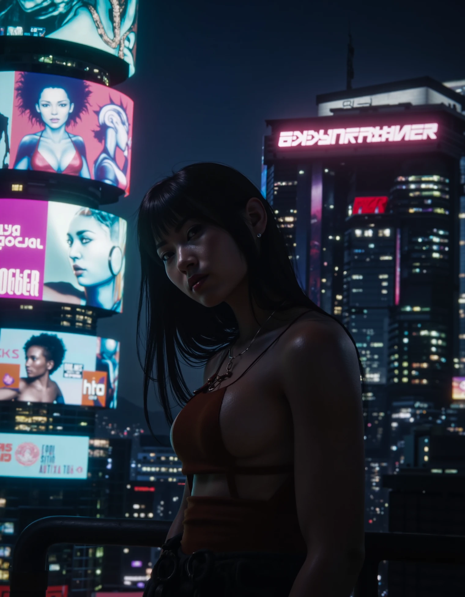 zavy-cbrpnkct, surreal realistic scene of Evangelion blended with Blade Runner 2049 in sexually attractiveness in conceptual framework in a cyberpunk city at night