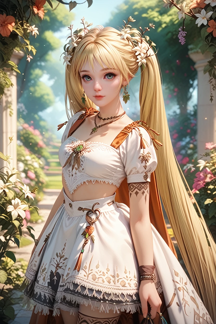 score_9, score_8_up, score_7_up, score_6_up
<lora:LANia:0.8>
LANia, 1girl, blonde hair, twin tails, looking at viewer, standing in a sunlit garden, surrounded by blooming flowers, soft focus background with bokeh, gentle breeze rustling through leaves, romantic and dreamy ambiance