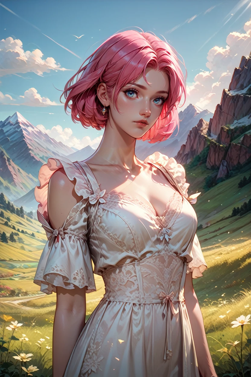 score_9, score_8_up, score_7_up, score_6_up
<lora:CRin:0.8>
CRin, 1girl, blue eyes, pink hair, looking at viewer, standing in a field during the golden hour, hand gently brushing through tall grass, mountains in the distance, warm sunlight casting a glow, serene and connected to nature