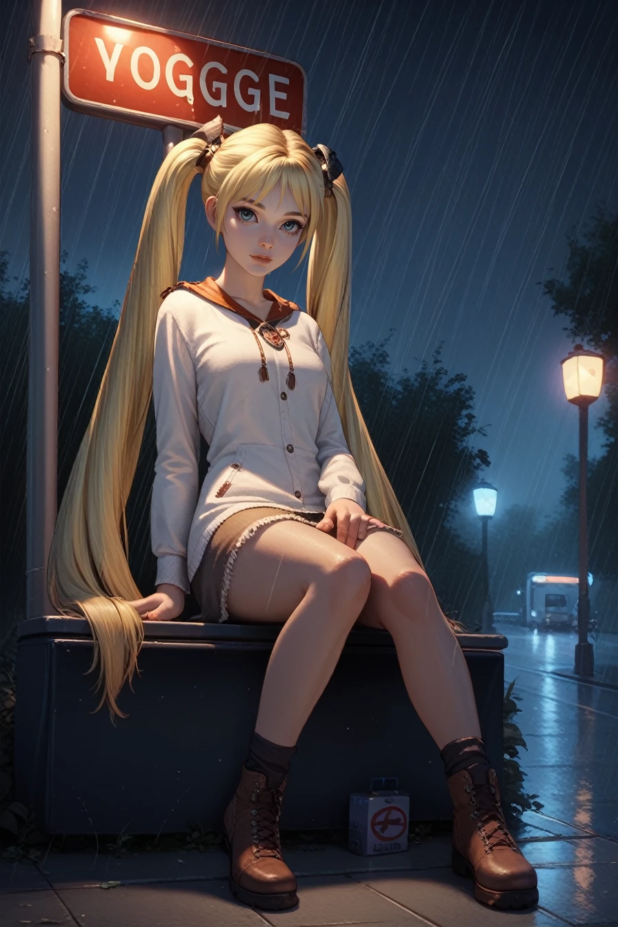 score_9, score_8_up, score_7_up, score_6_up
<lora:LANia:0.8>
LANia, 1girl, blonde hair, twin tails, looking at viewer, bus stop, night, rain, sitting, leaning back, dynamic lighting, modern, vogue