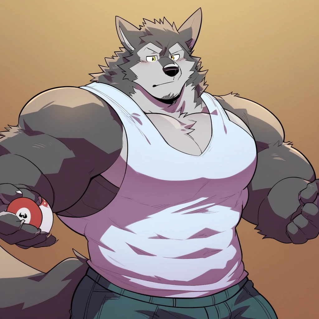 Muscular, Anthropomorphic, Male, Fully Clothed, Wolf