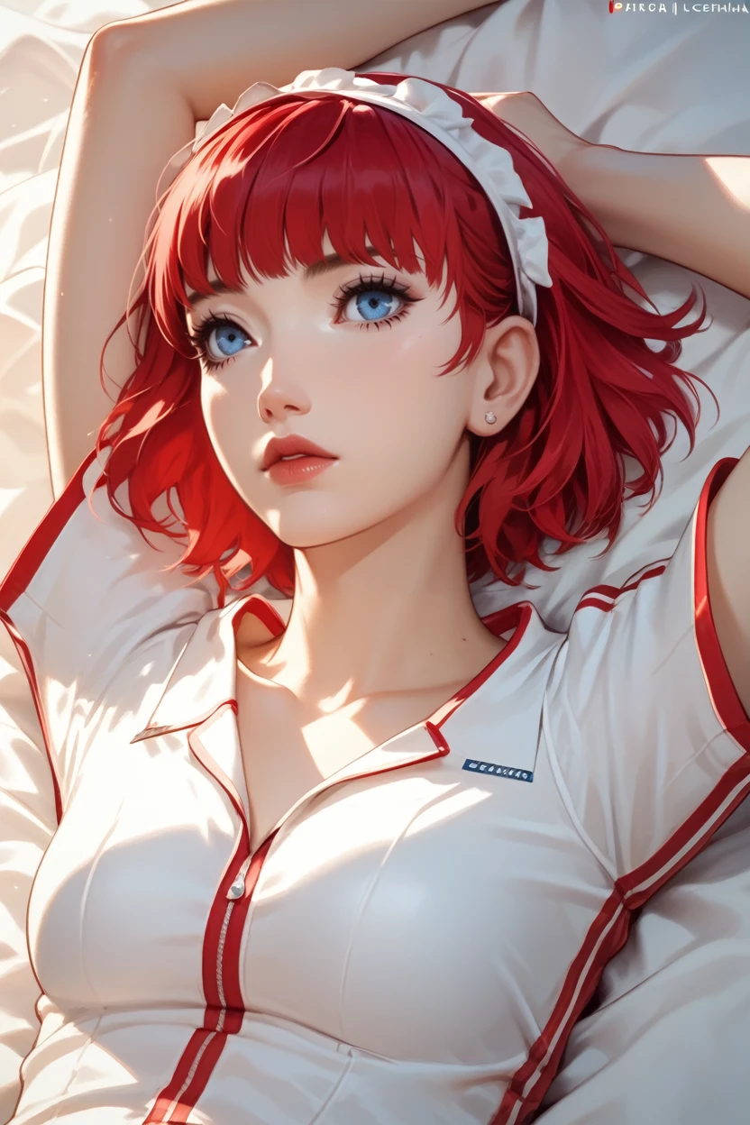 score_9, score_8_up, score_7_up,
<lora:CErica:0.8>
CErica, 1girl, red hair, short hair, blue eyes, looking at viewer, laying back, on bed, arms up