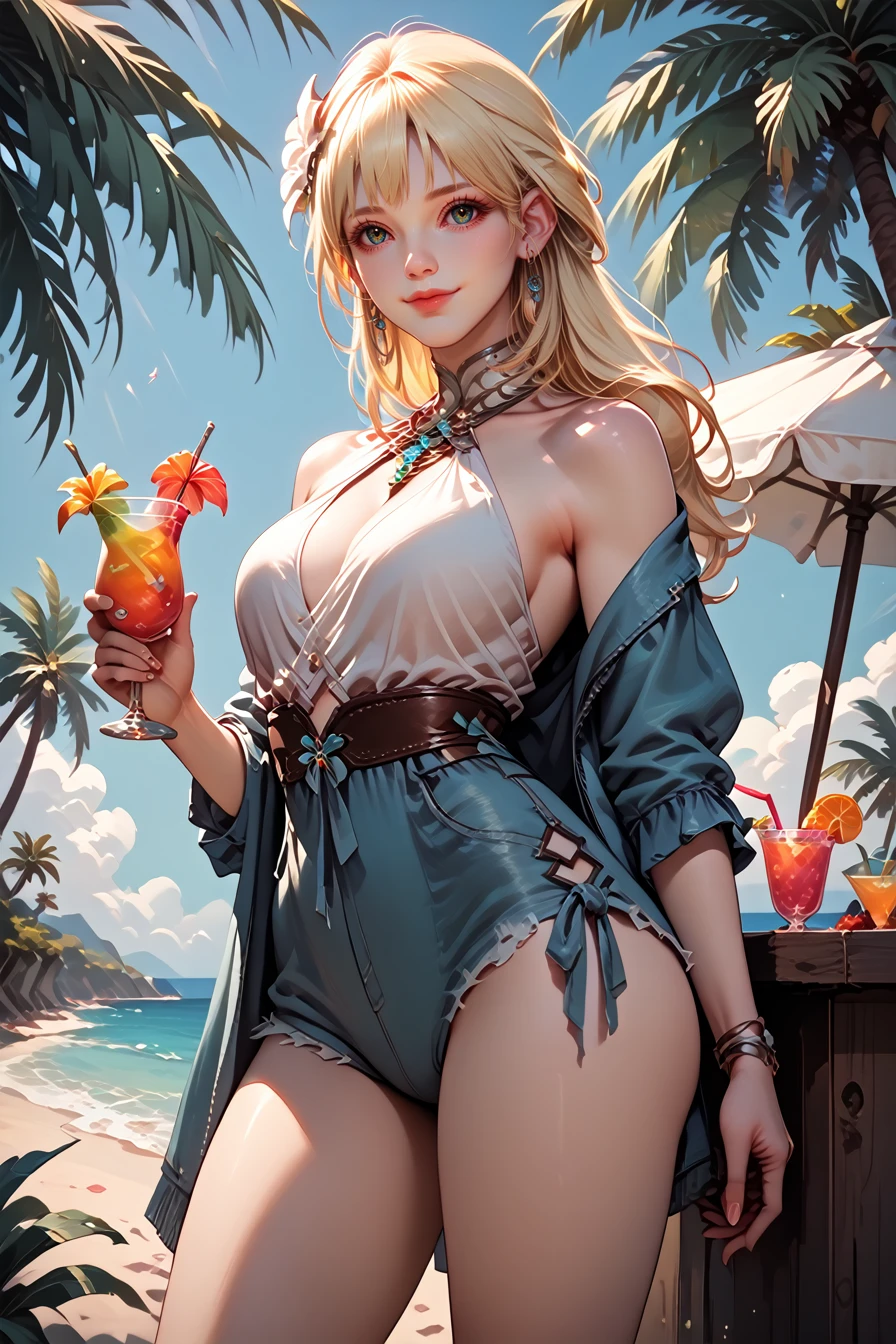 score_9, score_8_up, score_7_up, score_6_up
<lora:LANineveh:1.0>
LANineveh, 1girl, blonde hair, long hair, looking at viewer, looking at viewer, smiling, standing, outside, beach, palm trees, holding cocktail