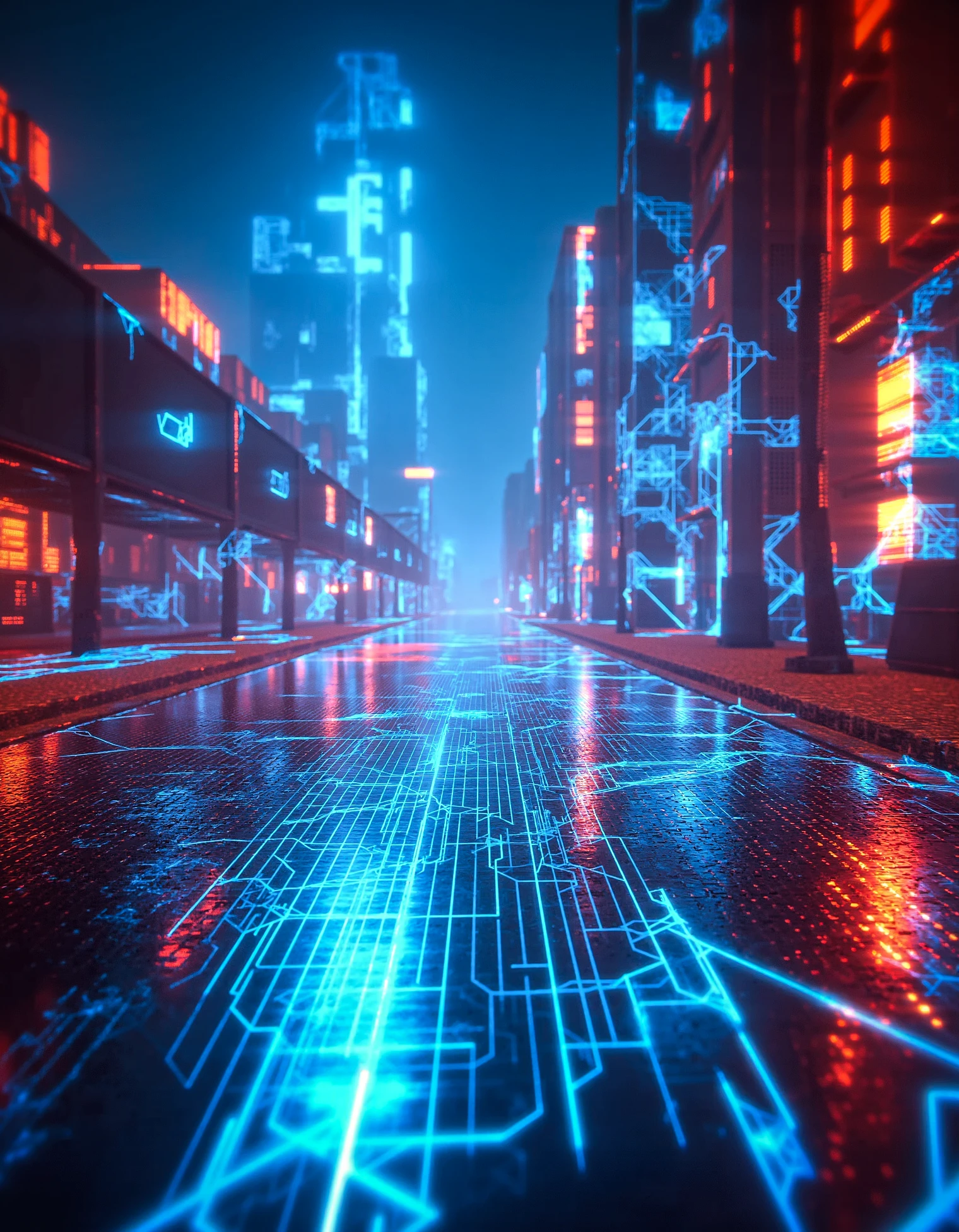 zavy-cbrspc, a holographic city street, cyberspace