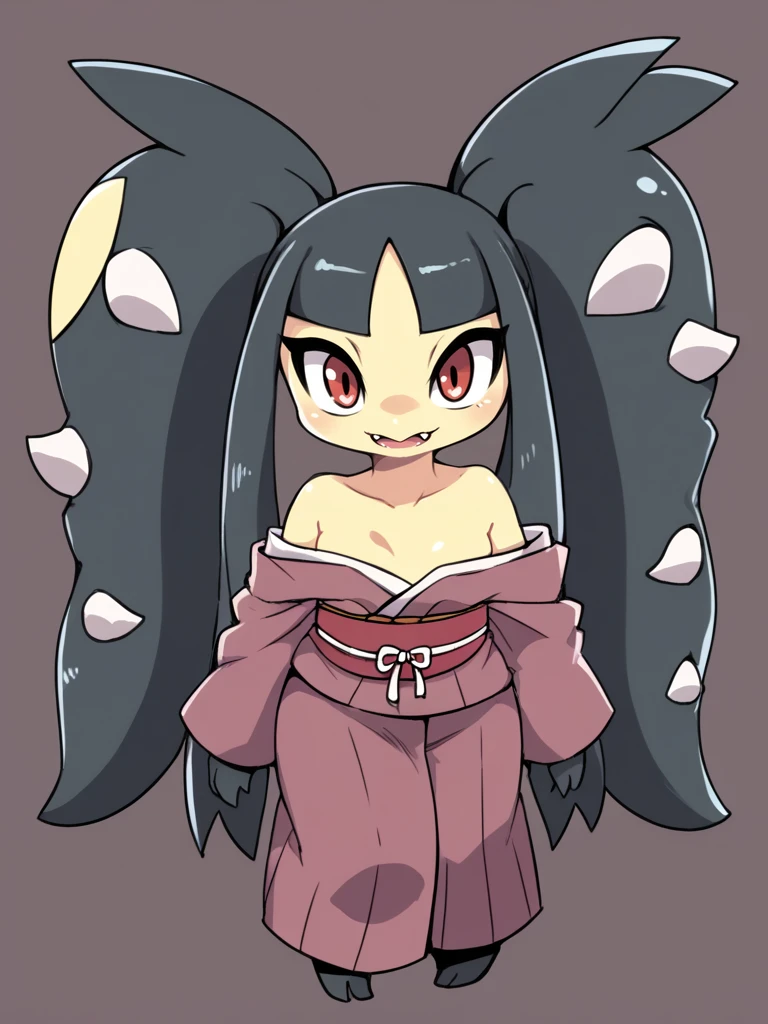 zPDXL3, 1girl, solo,
<lora:mogal:1> mogal, <lora:Mega_Mawile_Pony:0.6> Megawile, black hair, multicolored skin, long sidelocks, pokemon (creature), extra mouths, extra mouth, teeth, kimono, twintails, petite, red eyes, black hair, furry, monster girl,