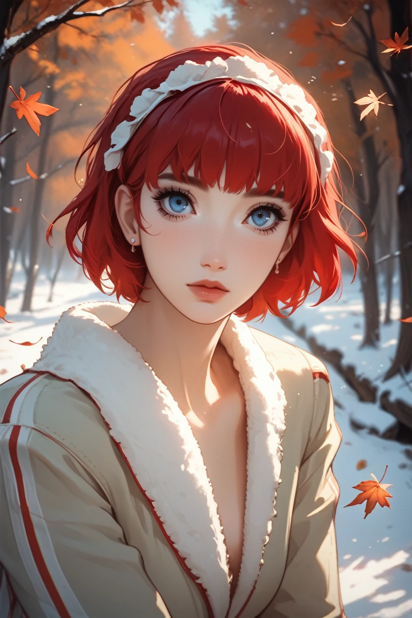 score_9, score_8_up, score_7_up,
<lora:CErica:0.8>
CErica, 1girl, red hair, short hair, blue eyes, looking at viewer, autumn forest with falling leaves in the background, warm earthy tones, cozy and nostalgic feel