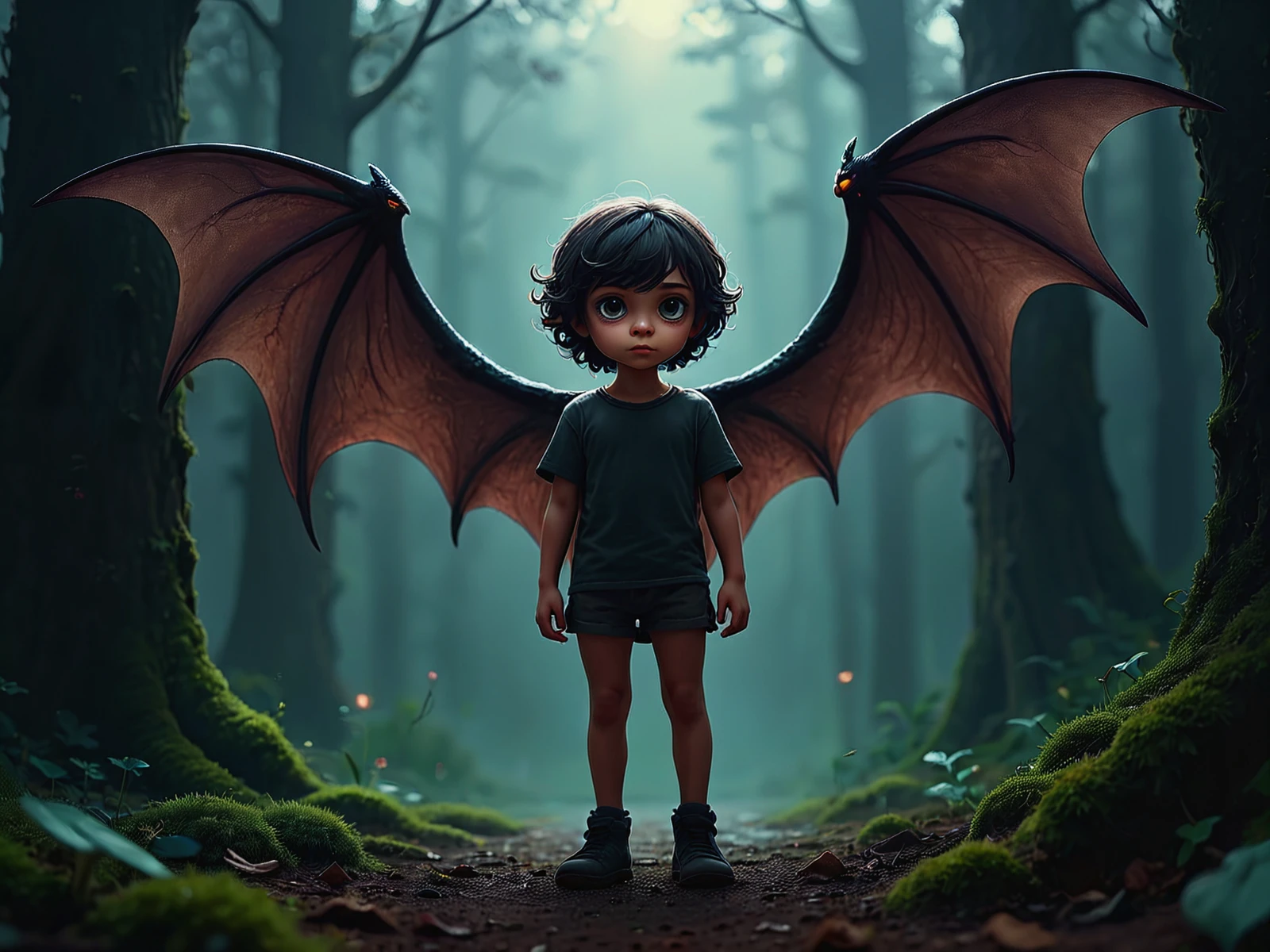 A child in a fantasy world, winged, singularly innocent. Cartoon style. 2D. Artistically simple contrcuts.

Dark, sinister. Threatening atmosphere.

<lora:GliderCritter01-00_CE_SDXL_64x32x120x2bOT:1>

gldrcrtrCE style