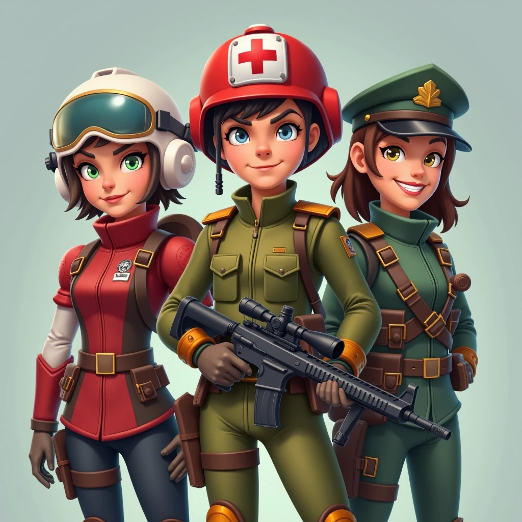 Bomber and sniper and medic and engineer and commander,appcartoongame