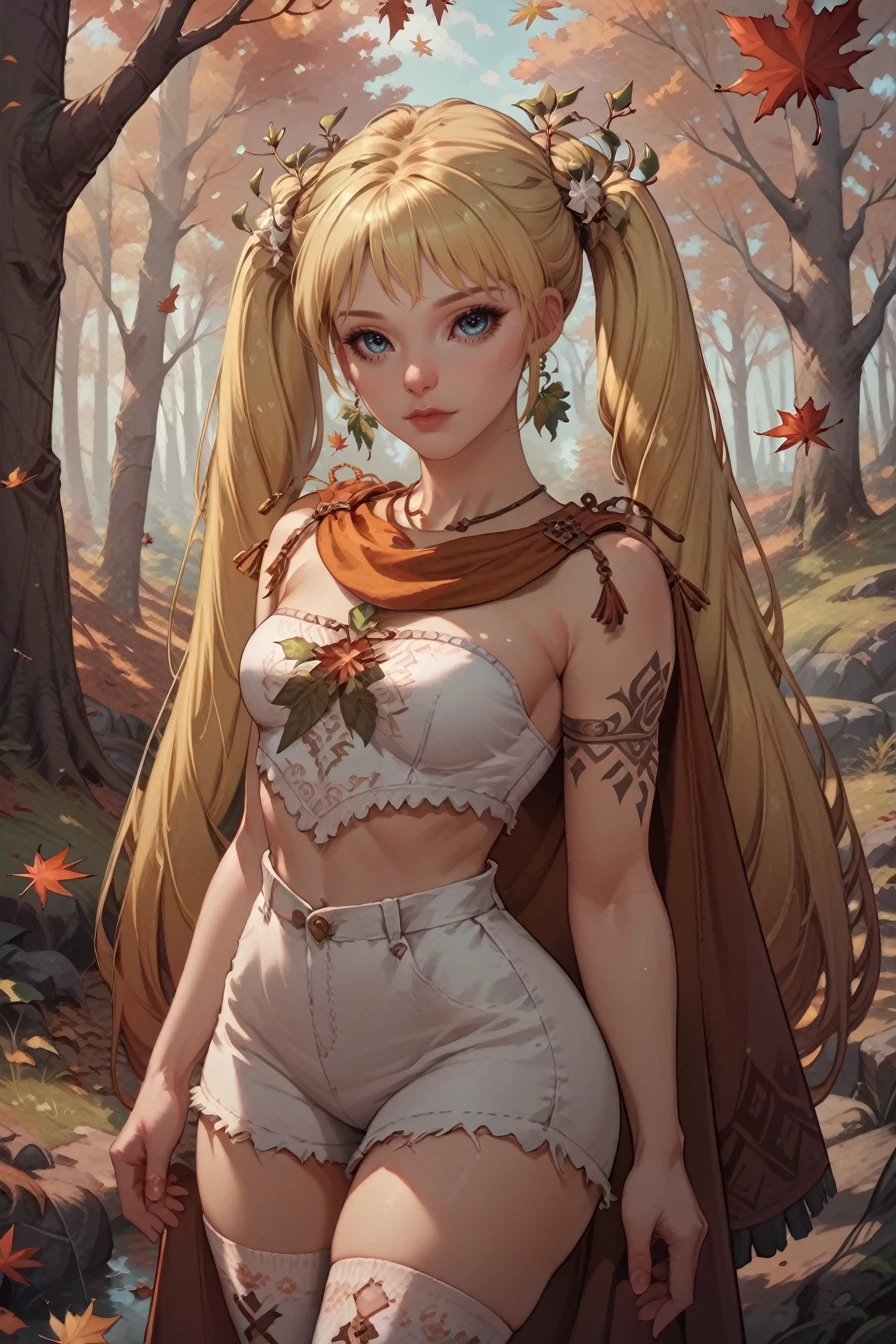 score_9, score_8_up, score_7_up, score_6_up
<lora:LANia:0.8>
LANia, 1girl, blonde hair, twin tails, looking at viewer, autumn forest with falling leaves in the background, warm earthy tones, cozy and nostalgic feel