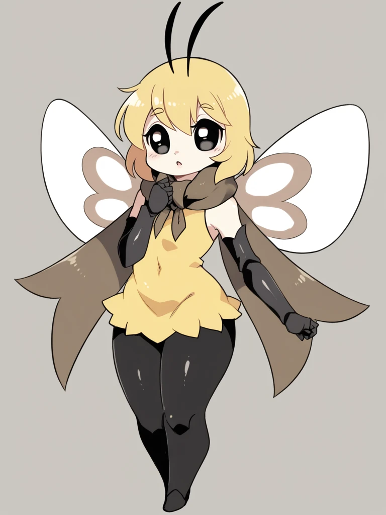 zPDXL3, 1girl, solo,
<lora:mogal:1> mogal,  <lora:POKEMON_RIBOMBEE:0.8> ribombee, transparent wings, arthropod girl, arthropod limbs, antennae, brown scarf, blonde hair, yellow dress, black pantyhose, black gloves, elbow gloves,