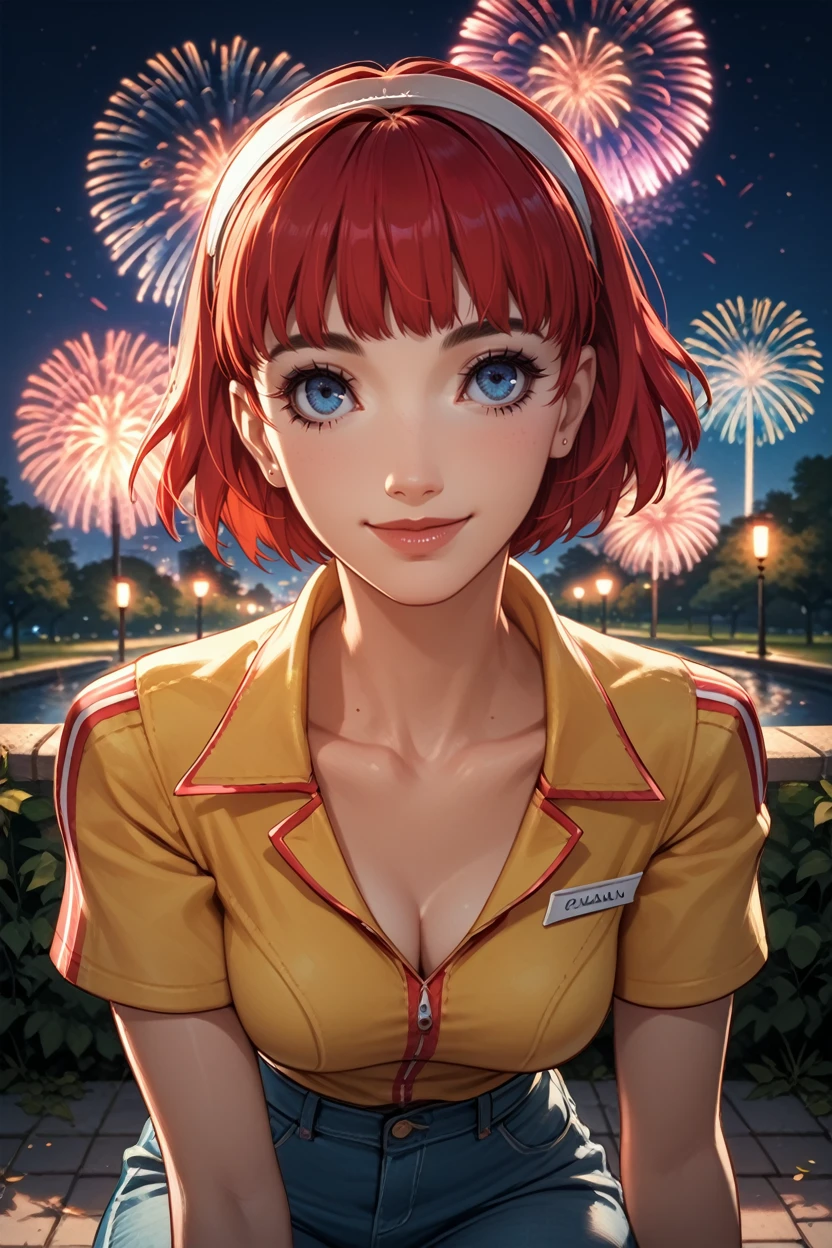 score_9, score_8_up, score_7_up,
<lora:CErica:0.8>
CErica, 1girl, red hair, short hair, blue eyes, looking at viewer, sitting, at night, fireworks, park, looking up, smile