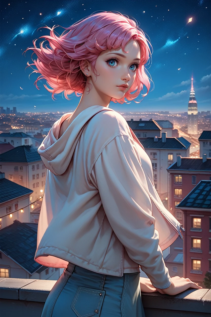 score_9, score_8_up, score_7_up, score_6_up
<lora:CRin:0.8>
CRin, 1girl, blue eyes, pink hair, looking at viewer, standing on a rooftop at night, city lights twinkling below, wind gently blowing hair, starry sky above, mysterious and enchanting ambiance