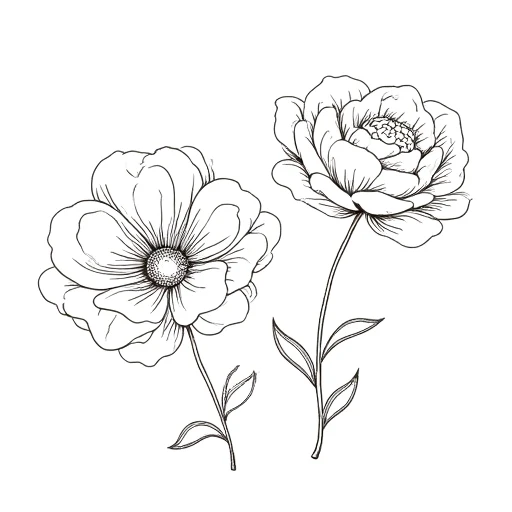 Hand drawn flowers, isolated on white background