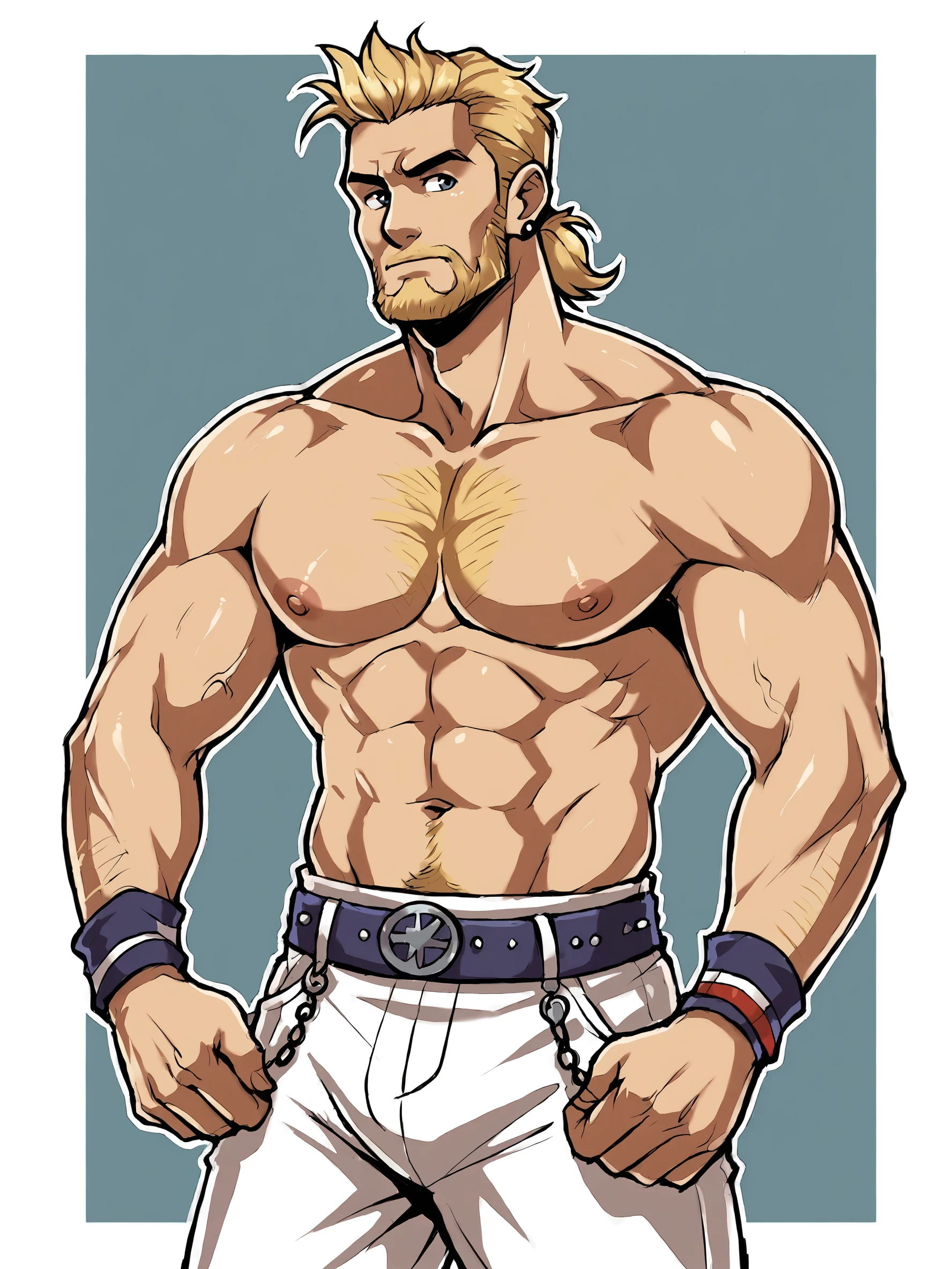 score_9, score_8up, score_7up, score_6up, score_5up, score_4up, source_anime, rating_explicit, BREAK
abstract background, BREAK
male, ff6sabin, blonde hair, ponytail, beard, BREAK
topless, big pecs, big nipples, chest hair, white pants, BREAK
<lora:Sabin_Mash_Rene_Figaro_-_Final_Fantasy_VI_-_PDXL:.8>